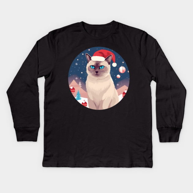 Burmese Cat Xmas, Love Cats Kids Long Sleeve T-Shirt by logiamerch