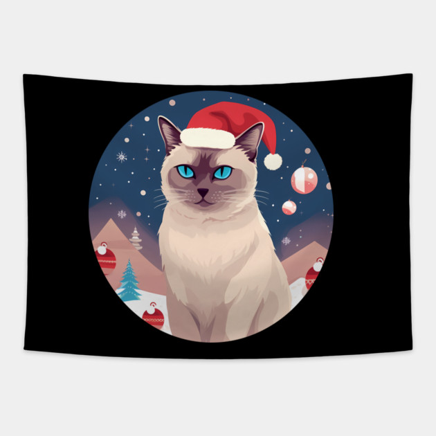 Burmese Cat Xmas, Love Cats Tapestry by logiamerch