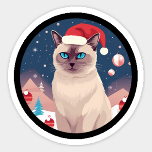 Burmese Cat Xmas, Love Cats Sticker