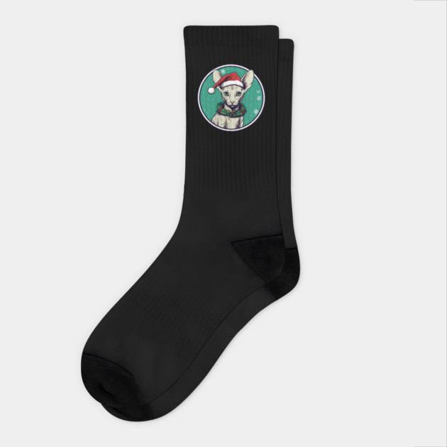 Cornish Rex Cat Xmas, Love Cats Socks by logiamerch