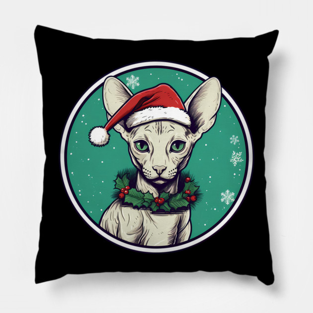 Cornish Rex Cat Xmas, Love Cats Pillow by logiamerch