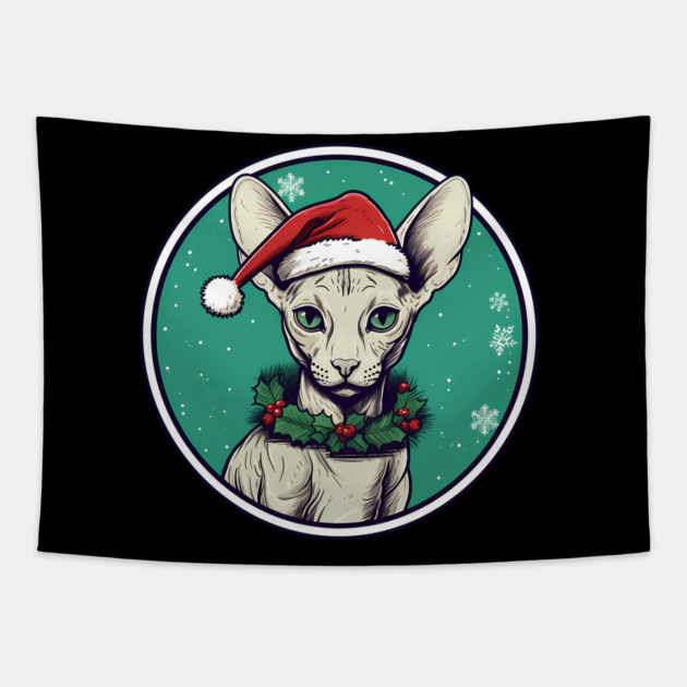 Cornish Rex Cat Xmas, Love Cats Tapestry by logiamerch