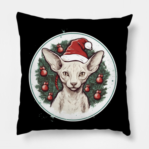 Cornish Rex Cat Xmas, Love Cats Pillow by logiamerch