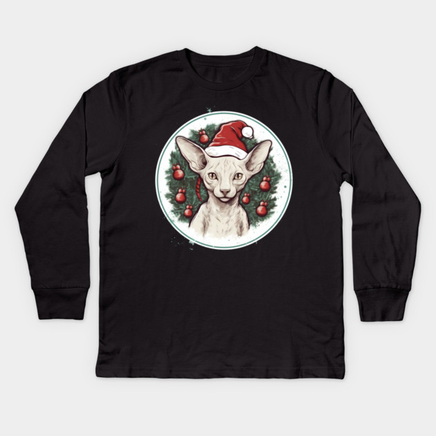 Cornish Rex Cat Xmas, Love Cats Kids Long Sleeve T-Shirt by logiamerch