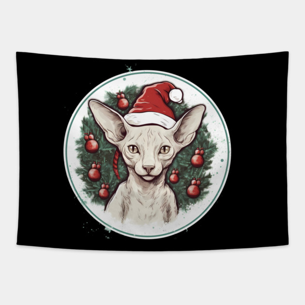 Cornish Rex Cat Xmas, Love Cats Tapestry by logiamerch