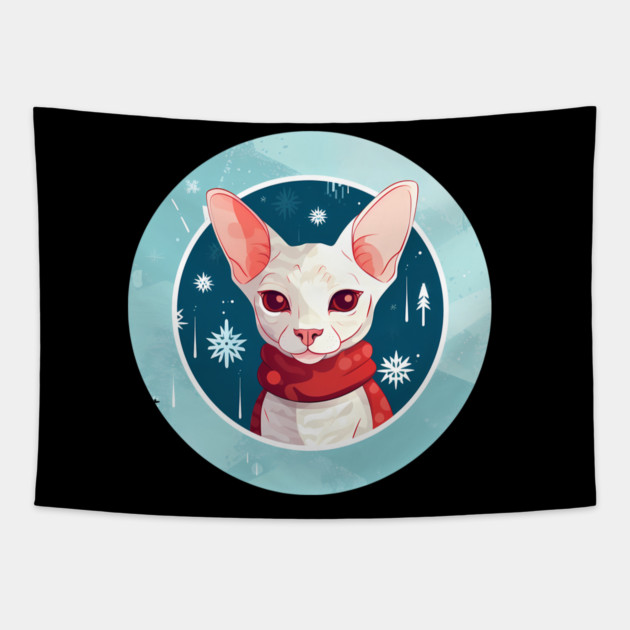 Cornish Rex Cat Xmas, Love Cats Tapestry by logiamerch
