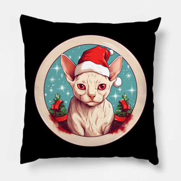 Devon Rex Cat Xmas, Love Cats Pillow by logiamerch