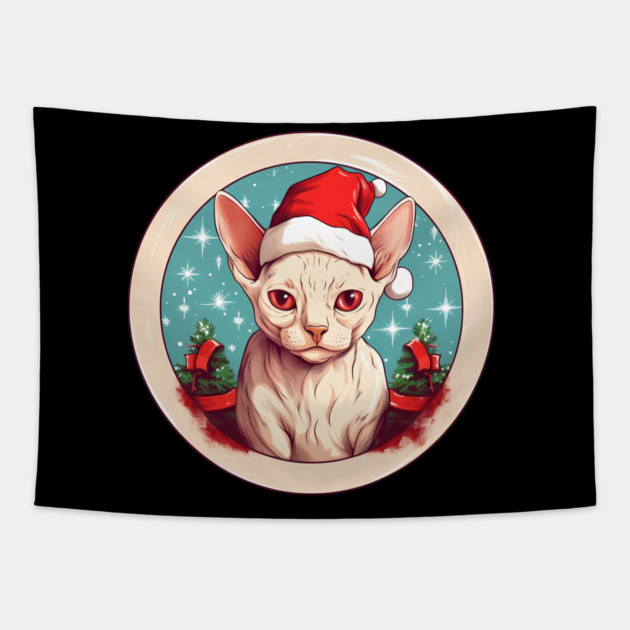 Devon Rex Cat Xmas, Love Cats Tapestry by logiamerch