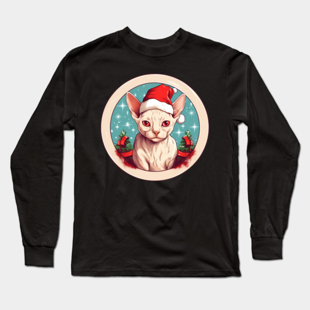 Devon Rex Cat Xmas, Love Cats Long Sleeve T-Shirt by logiamerch