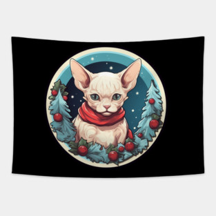 Devon Rex Cat Xmas, Love Cats Tapestry