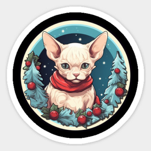 Devon Rex Cat Xmas, Love Cats Sticker