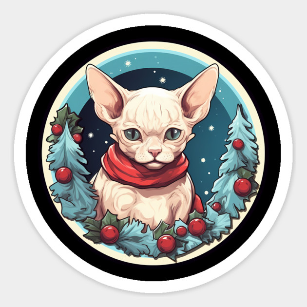 Devon Rex Cat Xmas, Love Cats Sticker by logiamerch