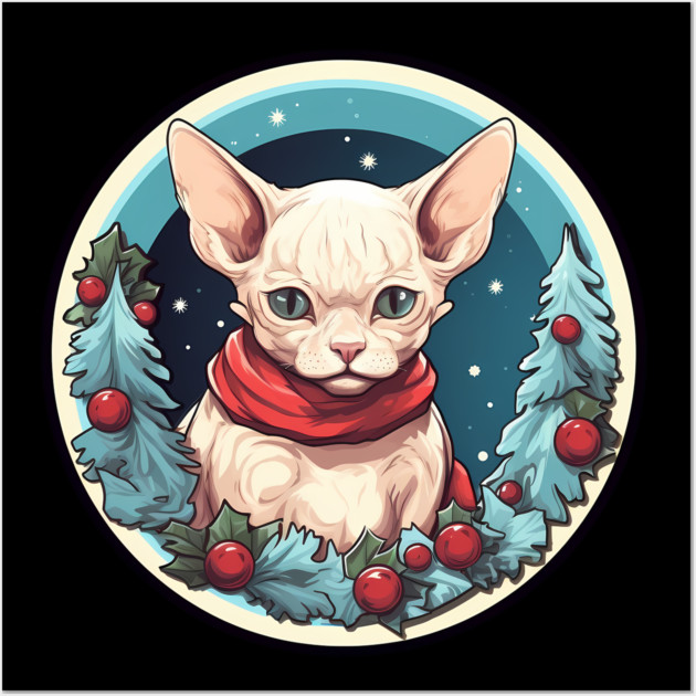 Devon Rex Cat Xmas, Love Cats Wall Art by logiamerch