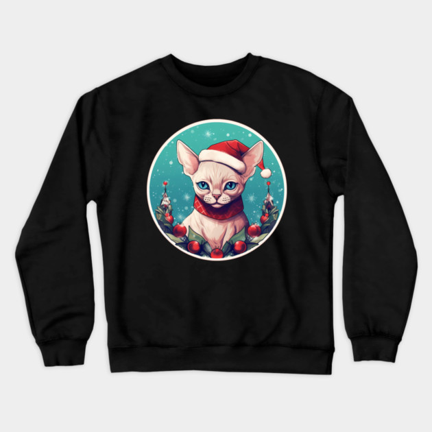 Devon Rex Cat Xmas, Love Cats Crewneck Sweatshirt by logiamerch