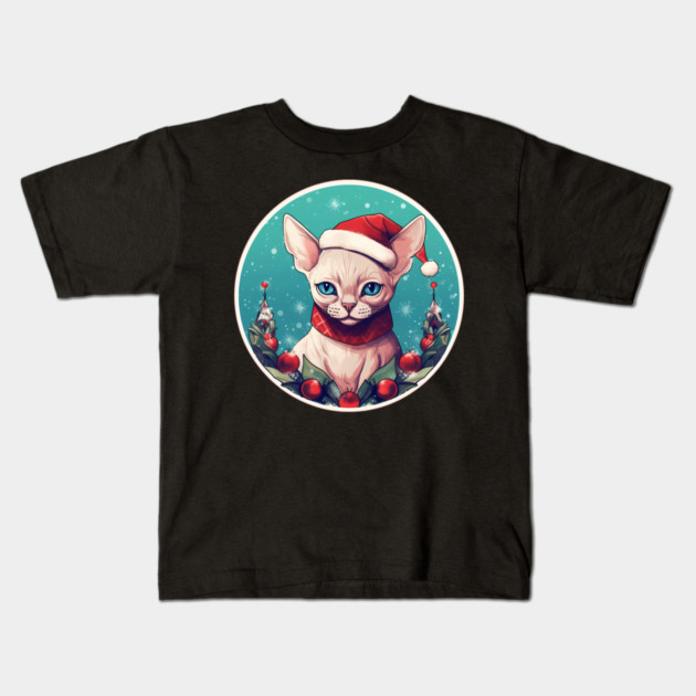 Devon Rex Cat Xmas, Love Cats Kids T-Shirt by logiamerch
