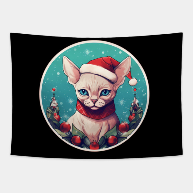 Devon Rex Cat Xmas, Love Cats Tapestry by logiamerch
