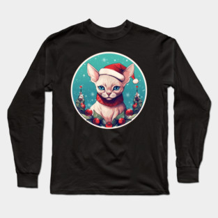 Devon Rex Cat Xmas, Love Cats Long Sleeve T-Shirt
