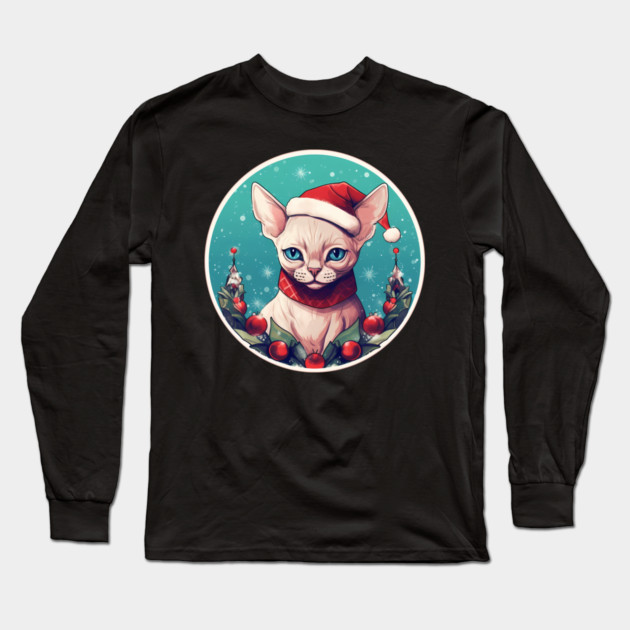 Devon Rex Cat Xmas, Love Cats Long Sleeve T-Shirt by logiamerch