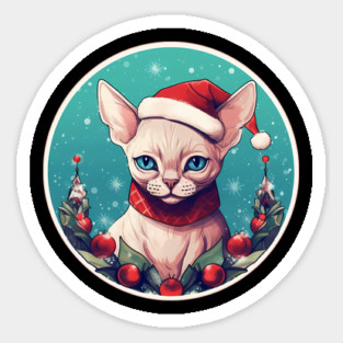 Devon Rex Cat Xmas, Love Cats Sticker