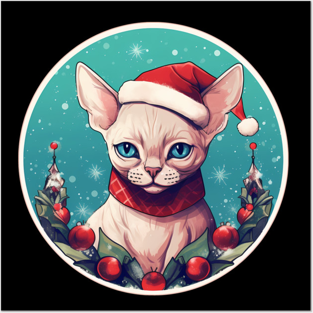Devon Rex Cat Xmas, Love Cats Wall Art by logiamerch