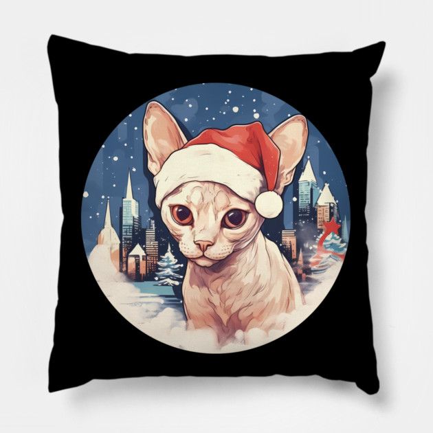 Devon Rex Cat Xmas, Love Cats Pillow by logiamerch