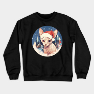 Devon Rex Cat Xmas, Love Cats Crewneck Sweatshirt