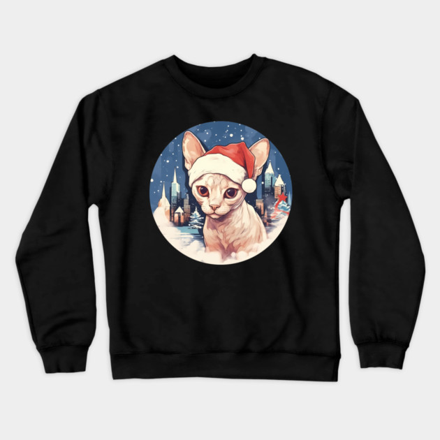 Devon Rex Cat Xmas, Love Cats Crewneck Sweatshirt by logiamerch