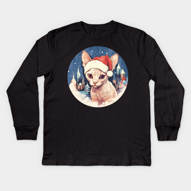 Devon Rex Cat Xmas, Love Cats Kids Long Sleeve T-Shirt by logiamerch