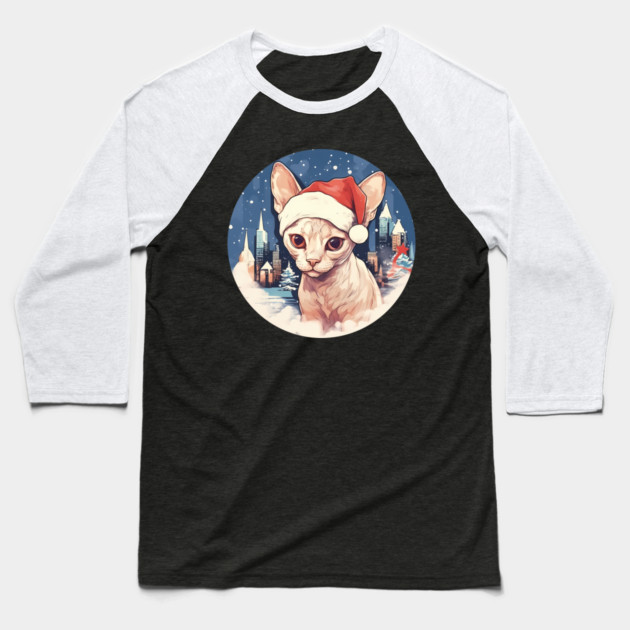 Devon Rex Cat Xmas, Love Cats Baseball T-Shirt by logiamerch