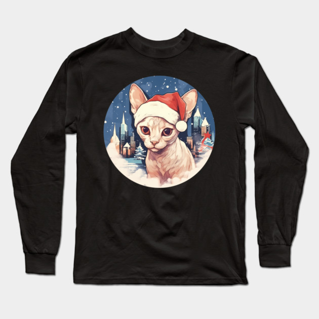 Devon Rex Cat Xmas, Love Cats Long Sleeve T-Shirt by logiamerch