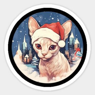 Devon Rex Cat Xmas, Love Cats Sticker