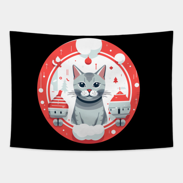 Egyptian Mau Cat Xmas, Love Cats Tapestry by logiamerch