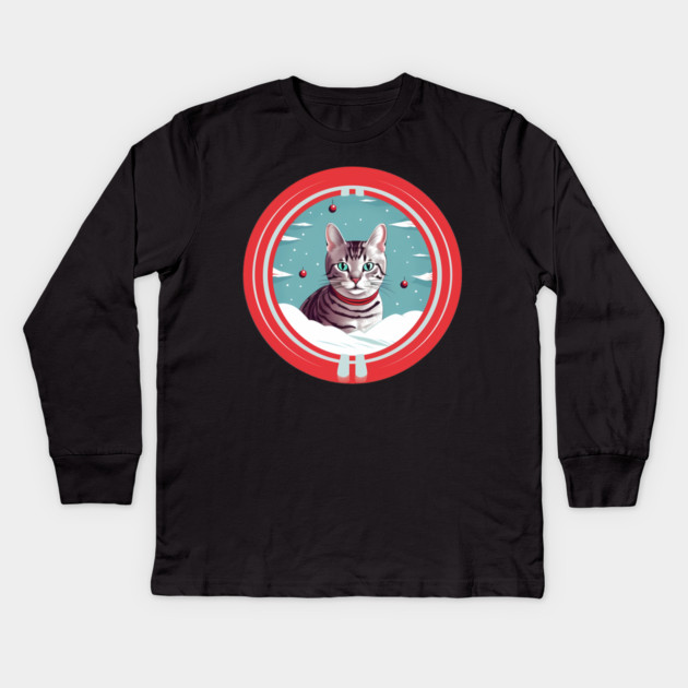Egyptian Mau Cat Xmas, Love Cats Kids Long Sleeve T-Shirt by logiamerch