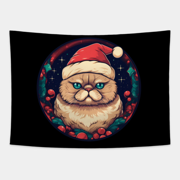 Exotic Shorthair Cat Xmas, Love Cats Tapestry by logiamerch