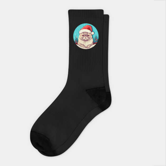Exotic Shorthair Cat Xmas, Love Cats Socks by logiamerch