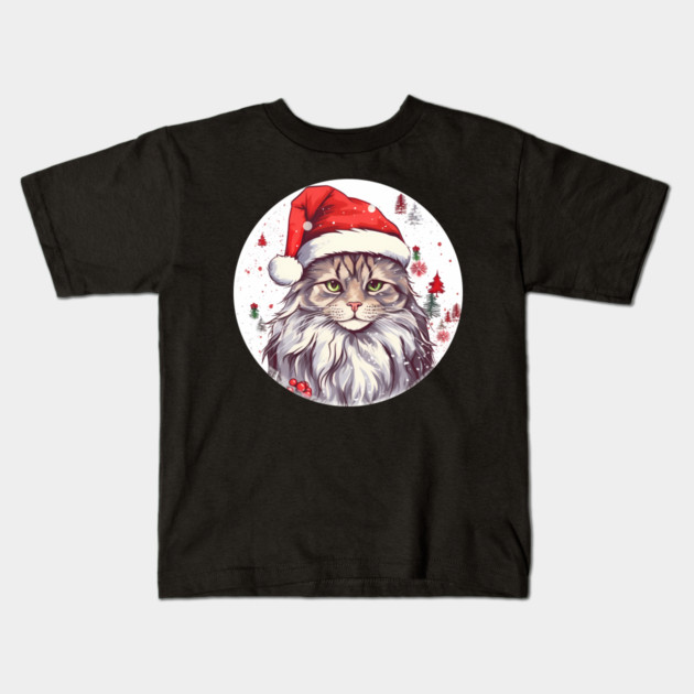 Maine Coon Cat Xmas, Love Cats Kids T-Shirt by logiamerch