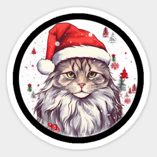 Maine Coon Cat Xmas, Love Cats Sticker