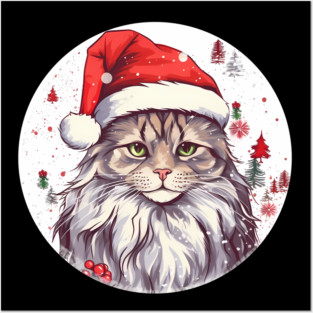 Maine Coon Cat Xmas, Love Cats Posters and Art