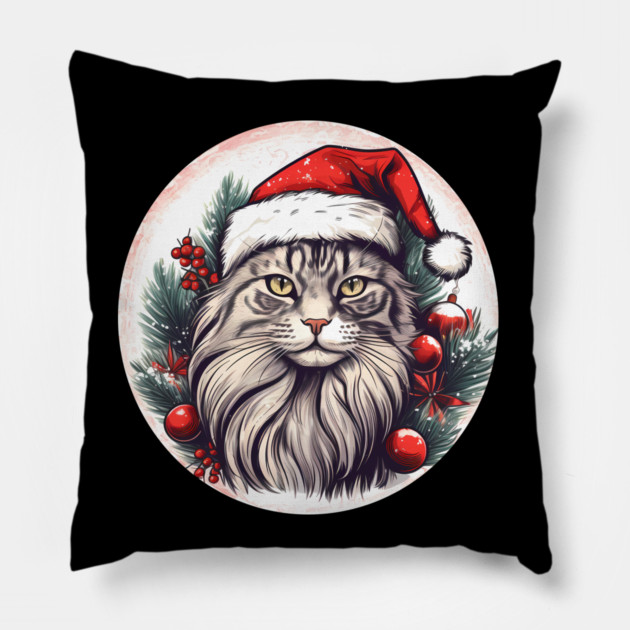 Maine Coon Cat Xmas, Love Cats Pillow by logiamerch