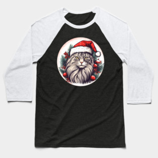 Maine Coon Cat Xmas, Love Cats Baseball T-Shirt