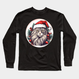 Maine Coon Cat Xmas, Love Cats Long Sleeve T-Shirt