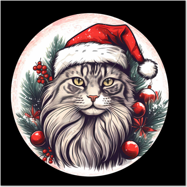 Maine Coon Cat Xmas, Love Cats Wall Art by logiamerch