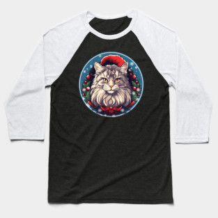 Maine Coon Cat Xmas, Love Cats Baseball T-Shirt