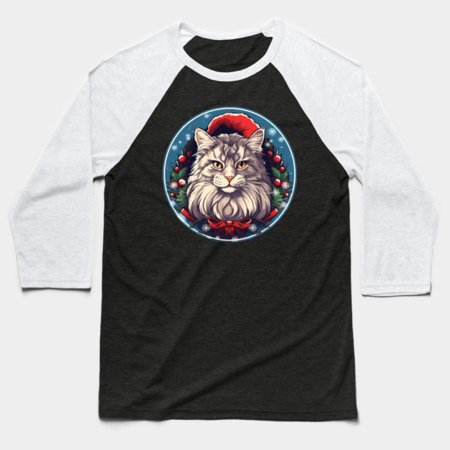 Maine Coon Cat Xmas, Love Cats Baseball T-Shirt by logiamerch