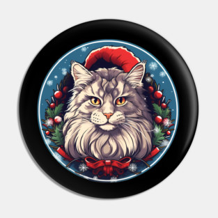 Maine Coon Cat Xmas, Love Cats Pin