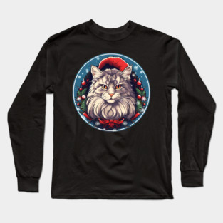 Maine Coon Cat Xmas, Love Cats Long Sleeve T-Shirt