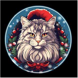 Maine Coon Cat Xmas, Love Cats Posters and Art