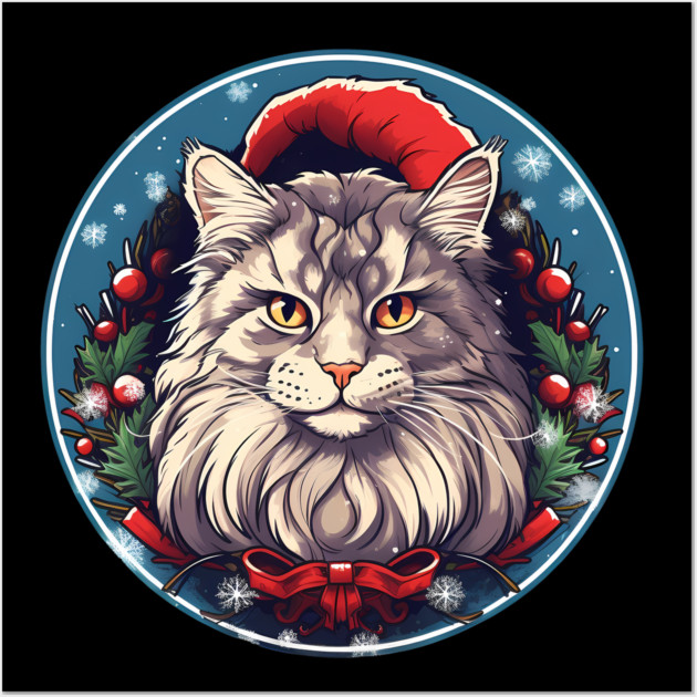 Maine Coon Cat Xmas, Love Cats Wall Art by logiamerch