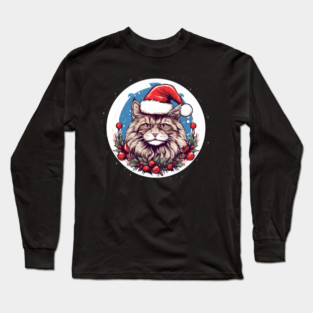 Maine Coon Cat Xmas, Love Cats Long Sleeve T-Shirt