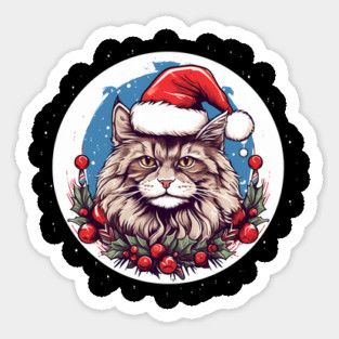 Maine Coon Cat Xmas, Love Cats Sticker